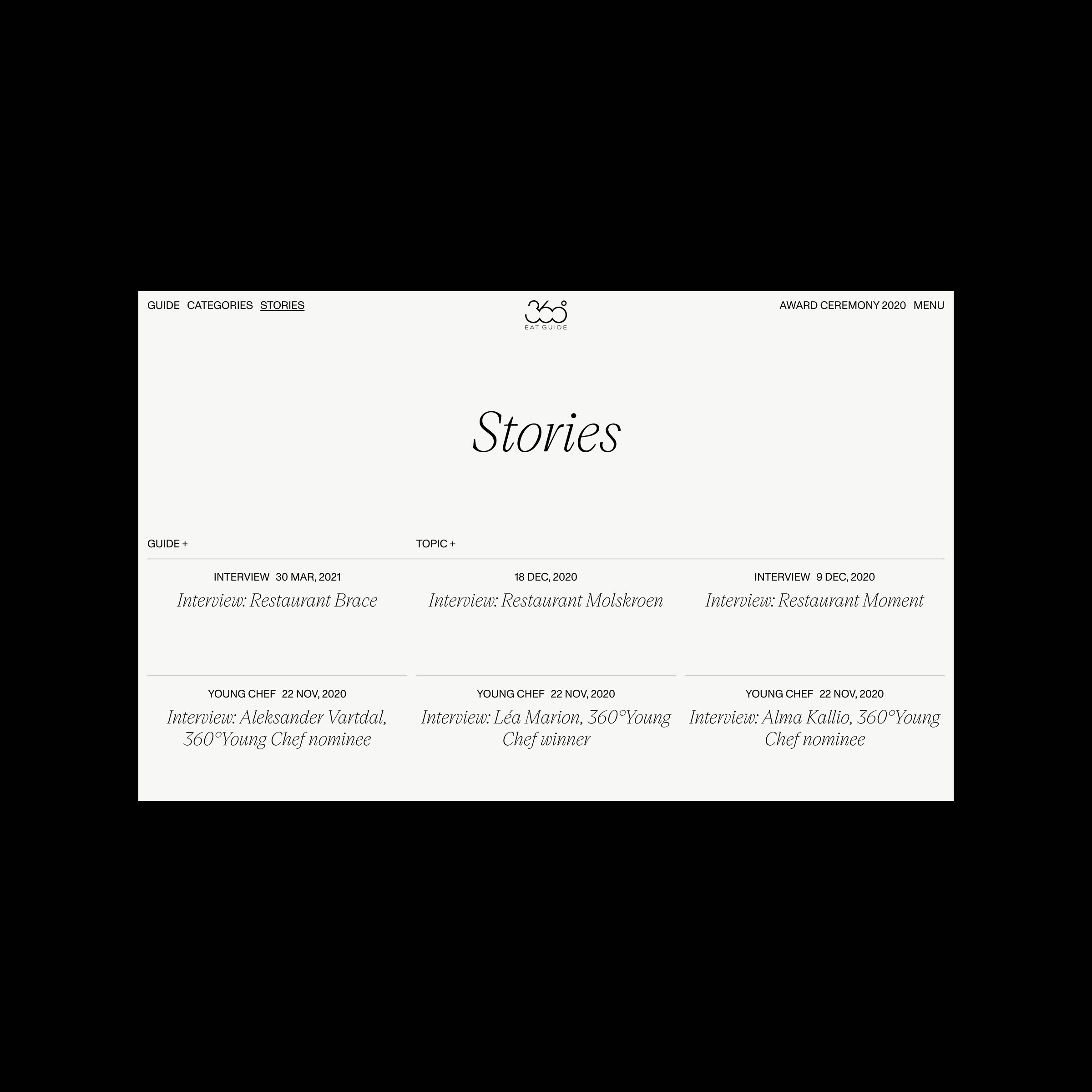 Mobile view of website frontpage